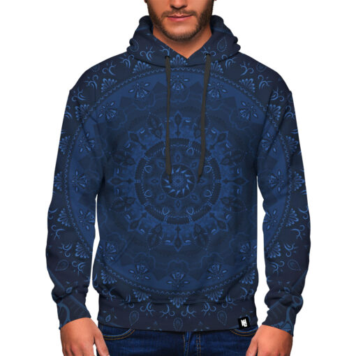 Big Elephants Mandala – Blue Hoodie