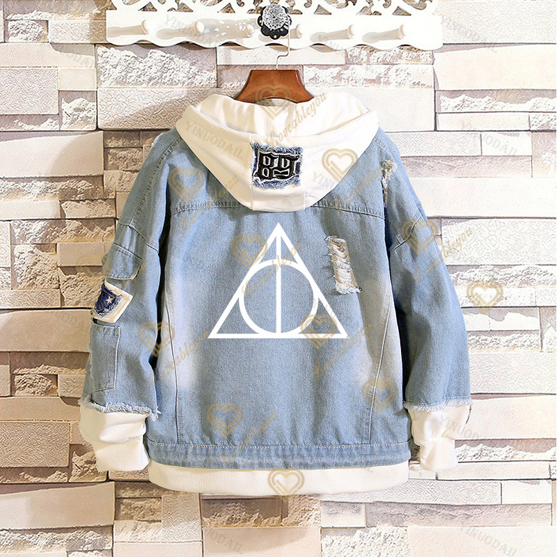 Wizardry Hole Denim Jacket Chaqueta Hoodie Man Woman Cosplay Costume Cotton Fashion Casual Coat alx