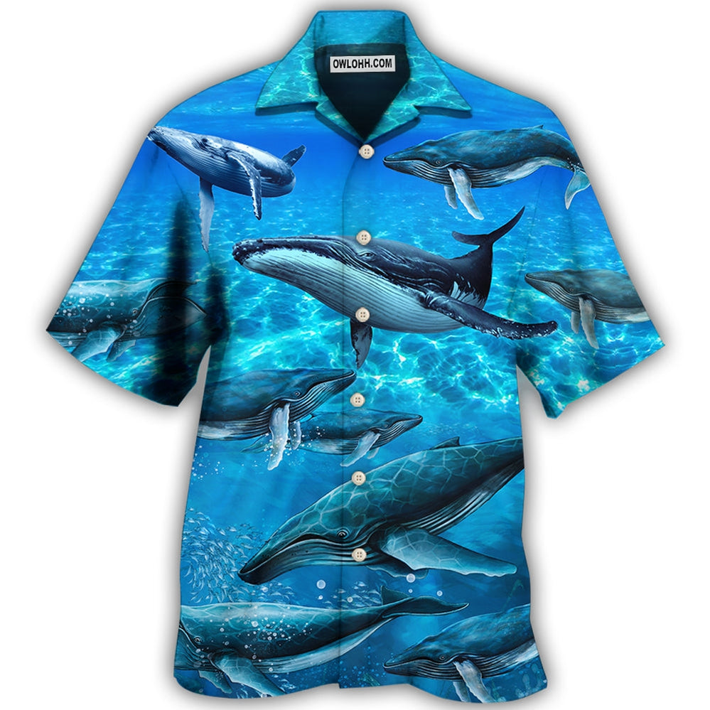 Whale Style In Blue Ocean – Hawaiian Shirt – Owl Ohh