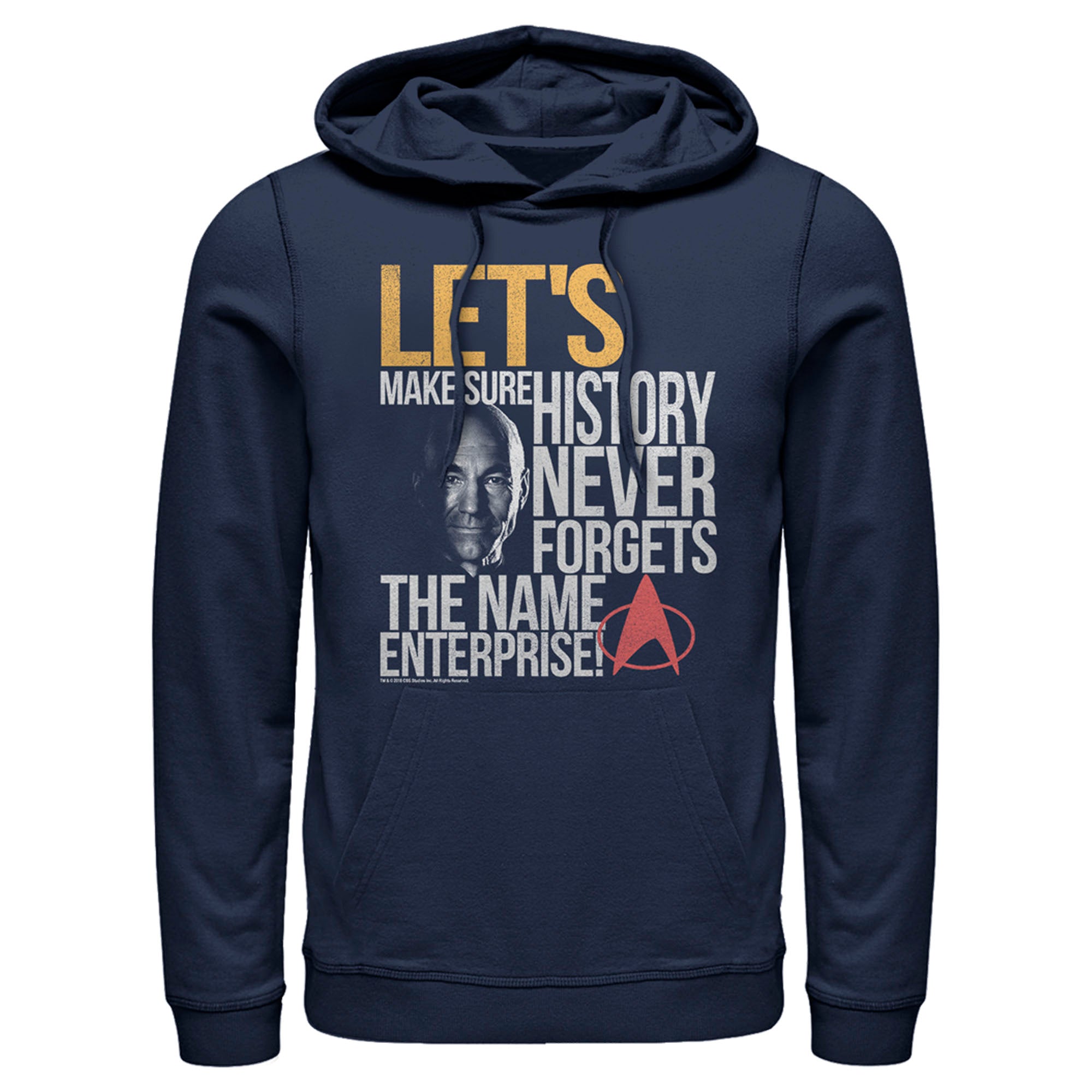 Men’S Star Trek: The Next Generation Captain Picard History Never Forgets The Name Enterprise Pull Over Hoodie