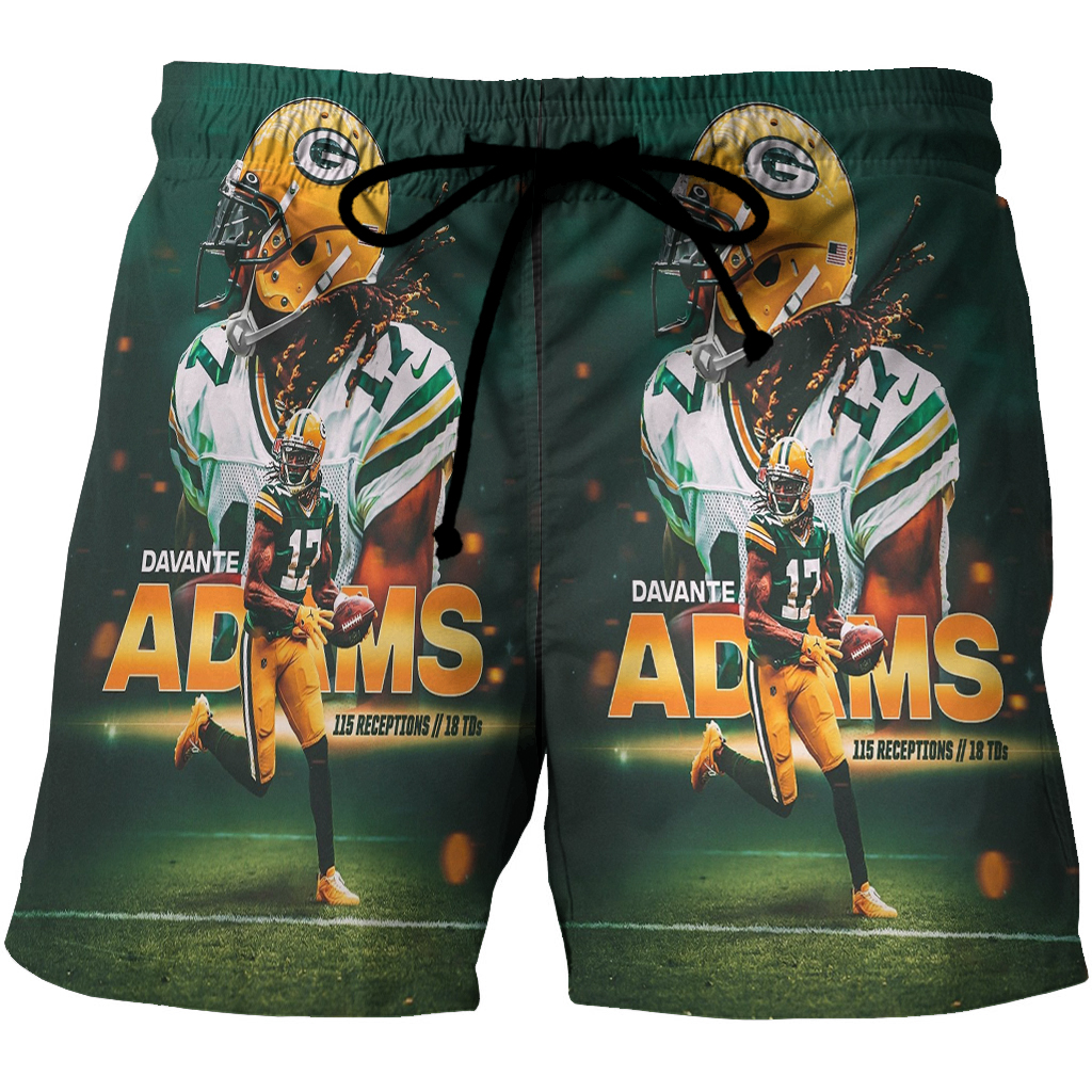 Green Bay Packers Davante Adams No17 V6 3D All Over Print Summer Beach Hawaiian Short