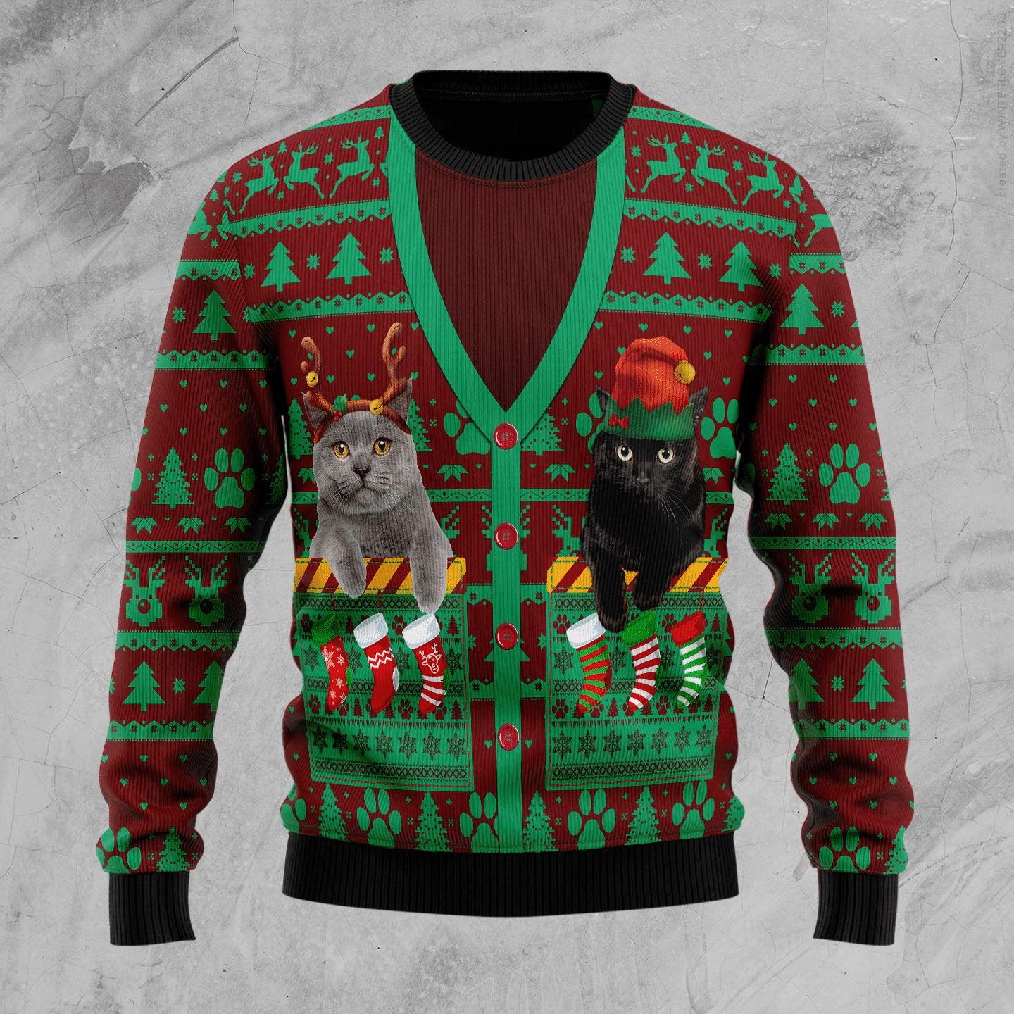 Cat Pocket Xmas Christmas Ugly Sweater