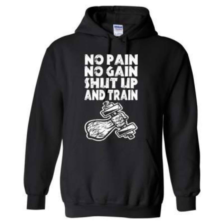 AGR No Pain No Gain Shut Up And Train – Heavy Blend™ Hooded Sweatshirt