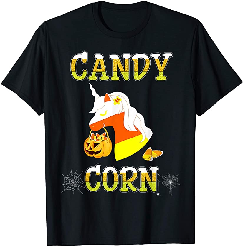 Candy Corn Cute Unicorn Candy Unicorn Halloween T-Shirt