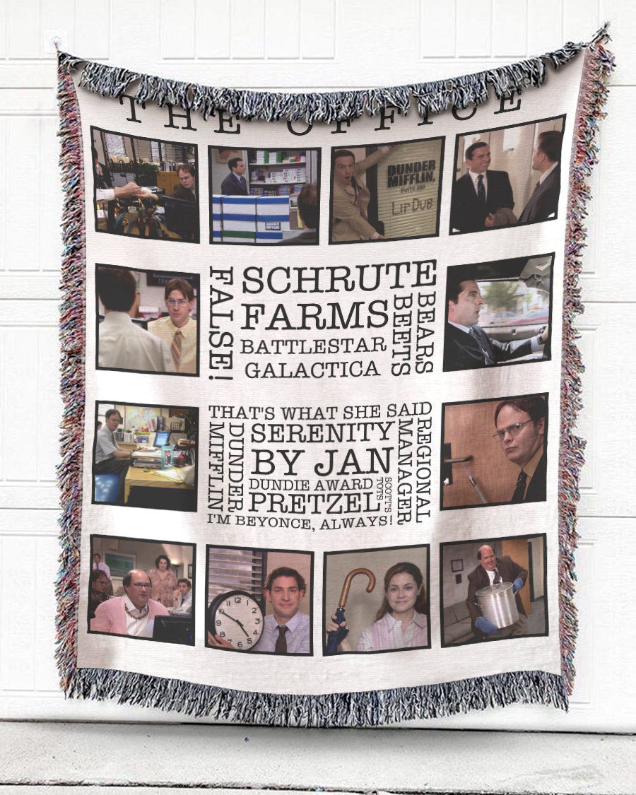 Woven Throw For Tv Show Lovers Christmas Gift, The O.F.F.I.C.E – Iconic Moments, Cotton Blanket