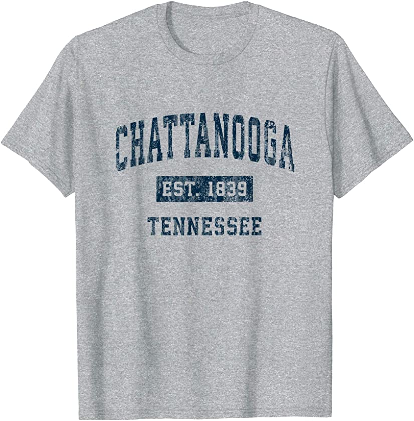 Chattanooga Tennessee TN Vintage Sports Design Navy Print T-Shirt