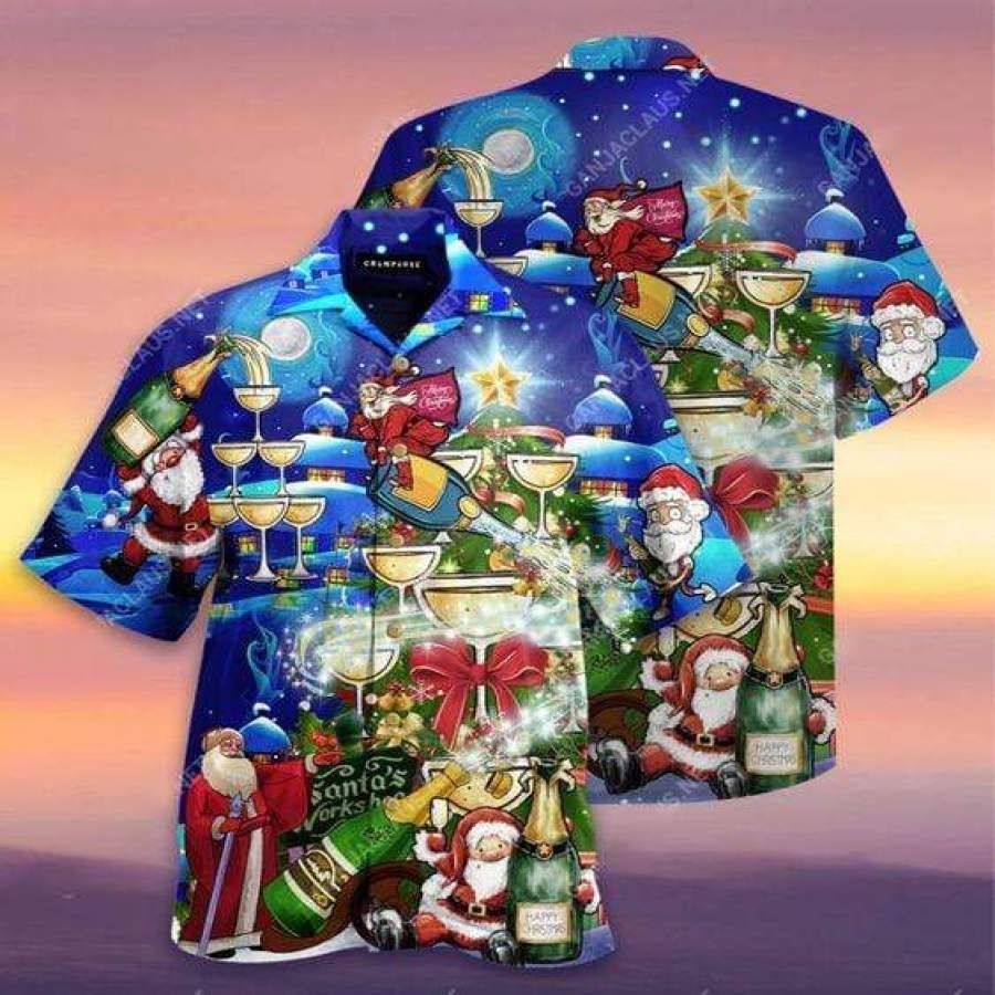 Hawaii Aloha Shirts Cheer Christmas With Champagne Ha73064