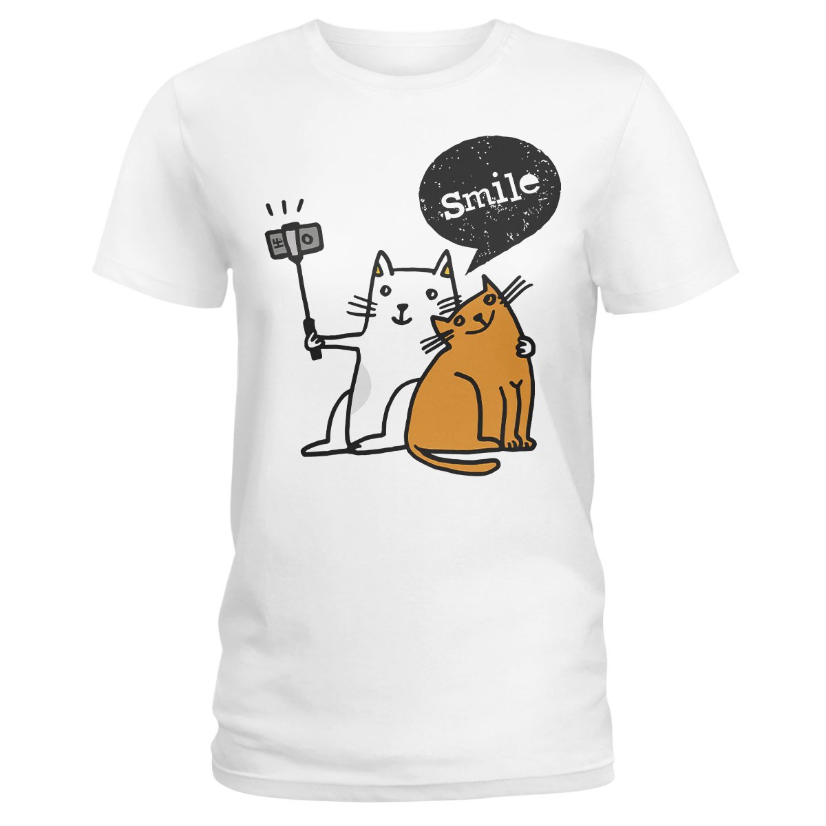 When My Cat Has A Crush, Funny & Cute Selfie Cat Couple Ladies T-Shirt