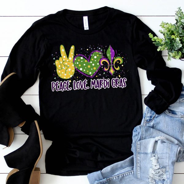 Peace Love Mardi Gras Long Sleeve