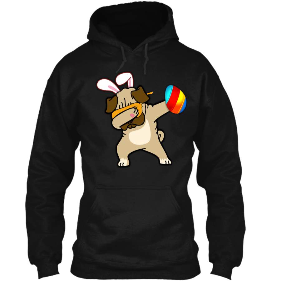 Easter Bunny Dabbing Pug Dog Tshirt Easter Egg Tee Pullover Hoodie 8 oz