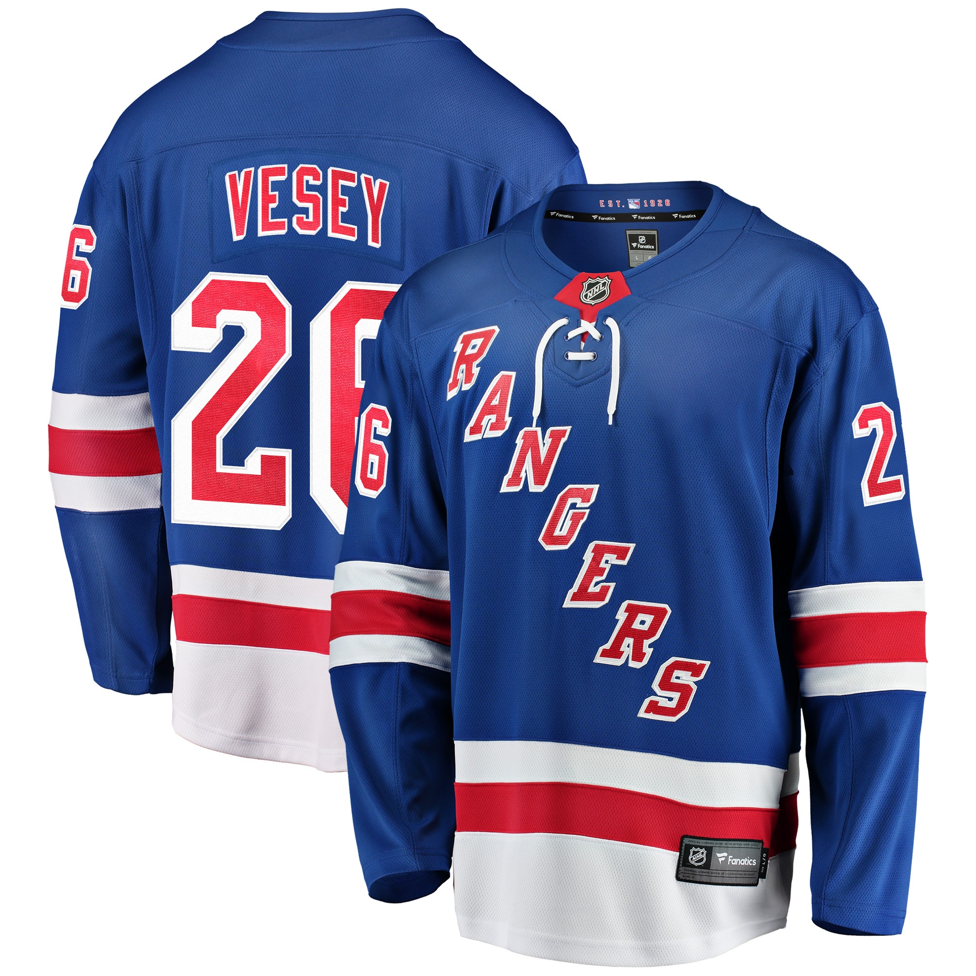 Jimmy Vesey New York Rangers Branded Home Breakaway Player Jersey – Blue