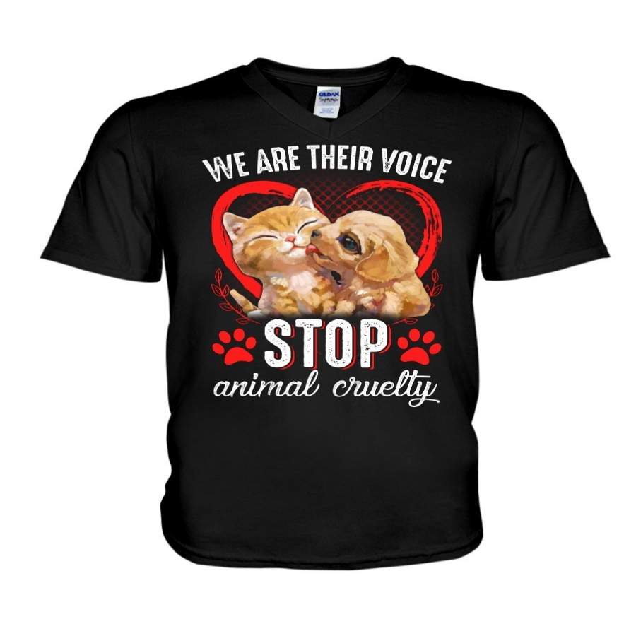 Stop Animal Cruelty T-Shirt Guys V-Neck