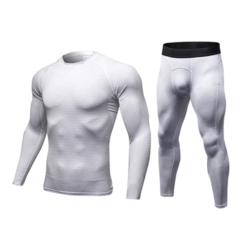 2017 Fitness Tight Sport Suit Men Long Sleeve Shirt +Pant Men'S Running Set Compression Gym Clothing Quick Dry Men'S Sportswear