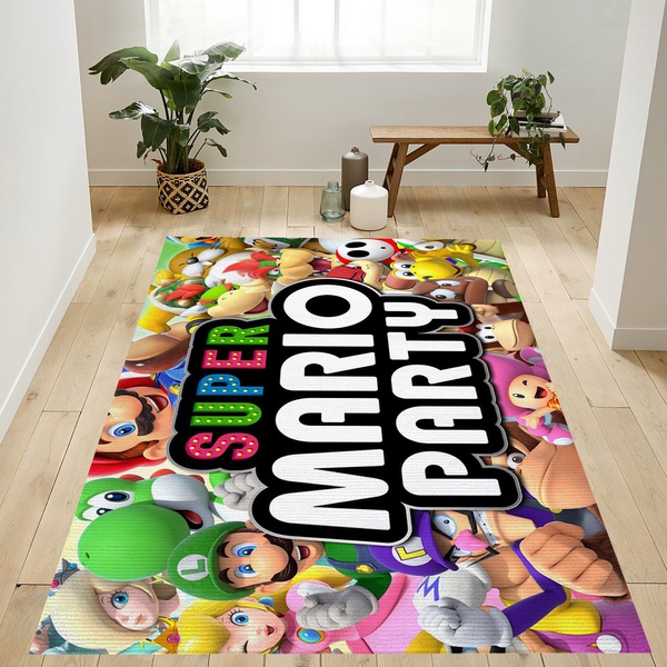 Video Game Super Mario Party Boo Bowser Area Rug Living Room Rug US Gift Decor