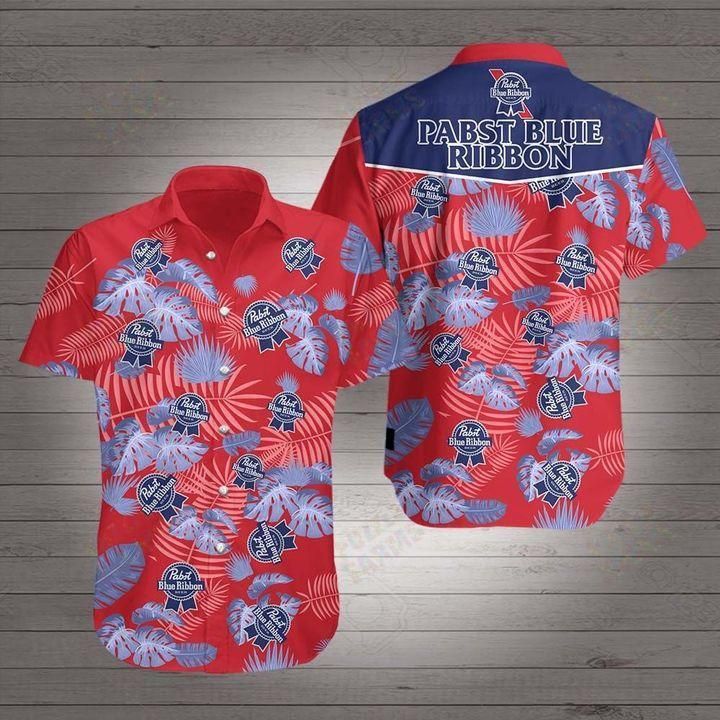 Beer pabst blue ribbon Hawaiian Shirt White Men Women Beach Wear Short Sleeve Hawaii Shirt