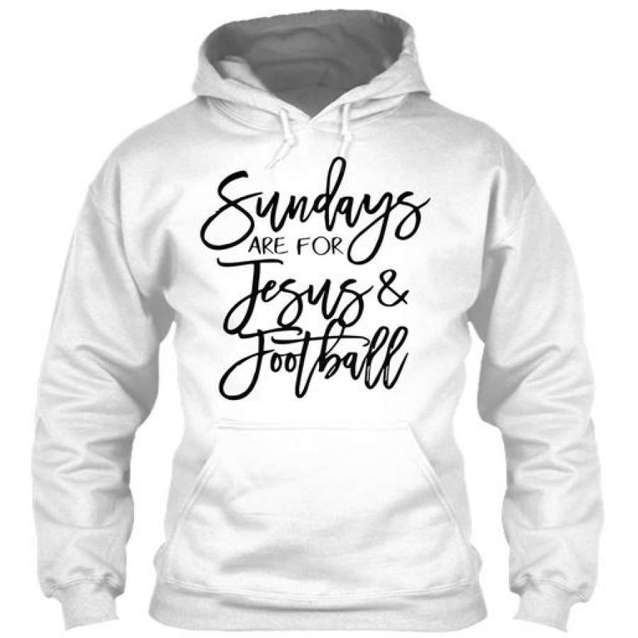 Womens Fit Kitten Sundays Are For Jesus &amp Football Gildan Hoodie Sweatshirt