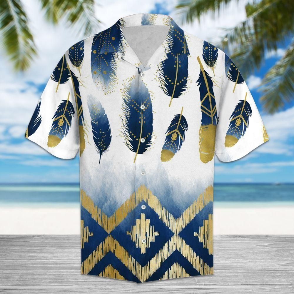Native American Golden Feather Tropical Hawaiian Aloha Shirts