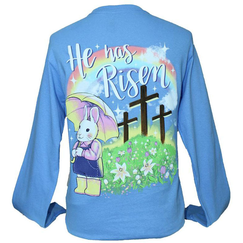 Southern Attitude Easter He Has Risen Bunny Long Sleeve T-Shirt