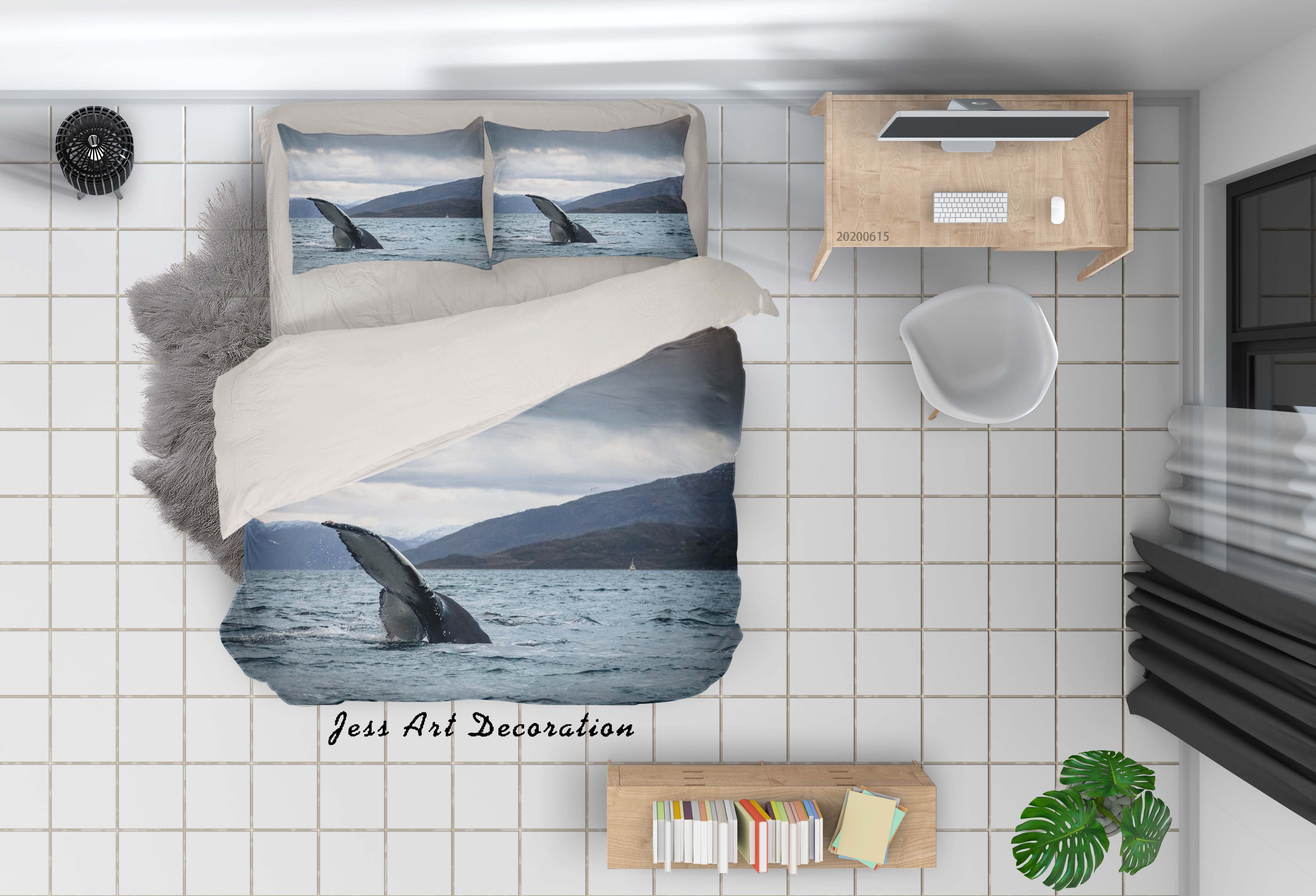 3D Blue Sea Whale Tail Quilt Cover Set Bedding Set Duvet Cover Pillowcases Sf50