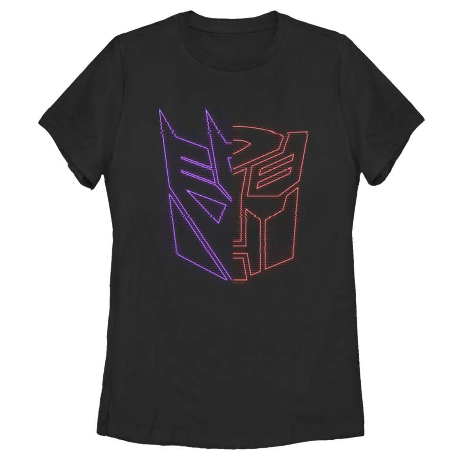 Transformers Women’s Split Bot Neon Logo  T-Shirt