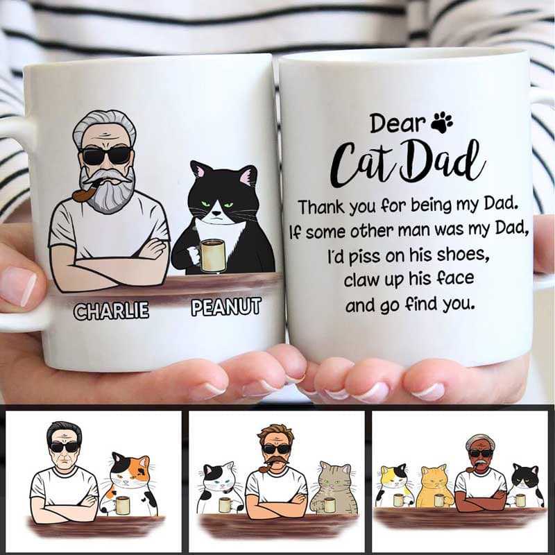 Dear Cat Dad Old Man Personalized Mug