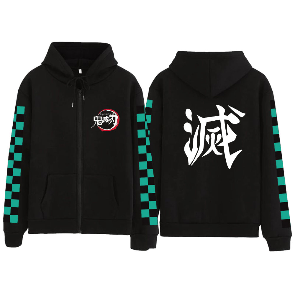 Anime Demon Slayer Hoodie Harajuku Hip Hop Hooded Streetwear Sweatshirt Men Women Casual Oversized Zipper Hoodies alx