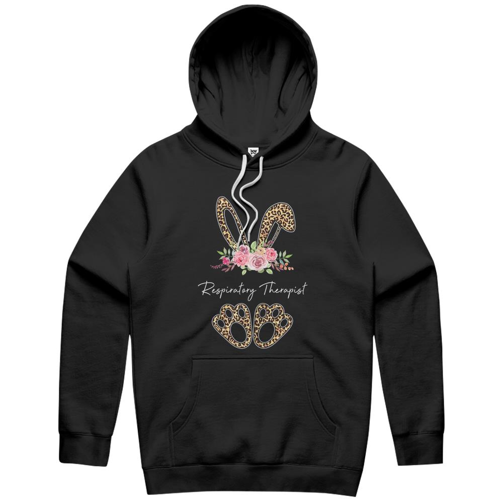 Womens Respiratory Therapist Bunny Leopard Flowers Easter Gifts Hoodie