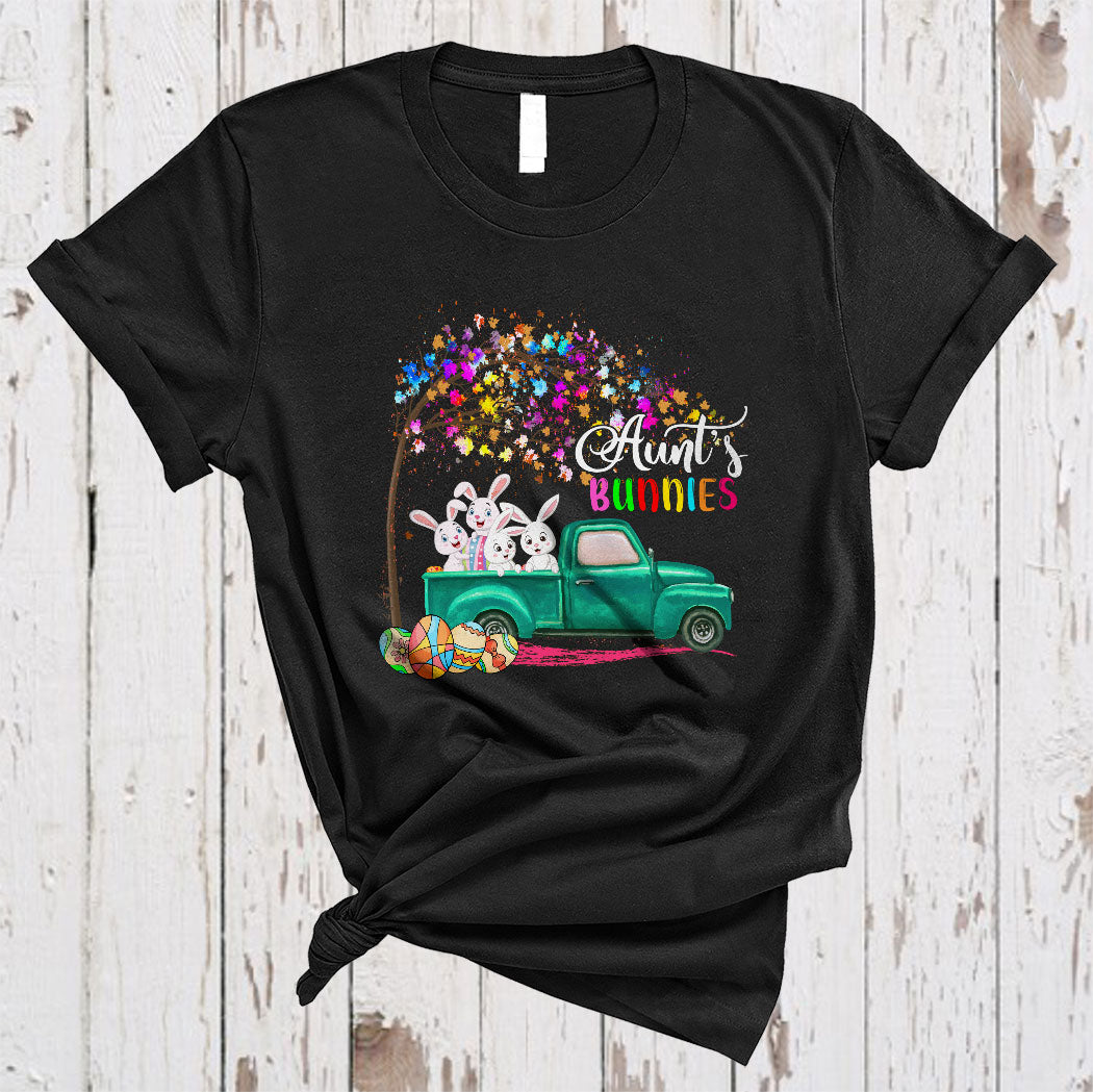 Aunt’S Bunnies Funny Happy Easter Day Bunny On Truck Lover Matching Family Group Gifts T-Shirt