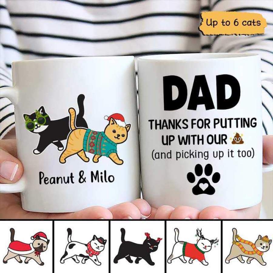 Thanks For Putting Up With All Of My Shit Walking Cat Personalized Mug