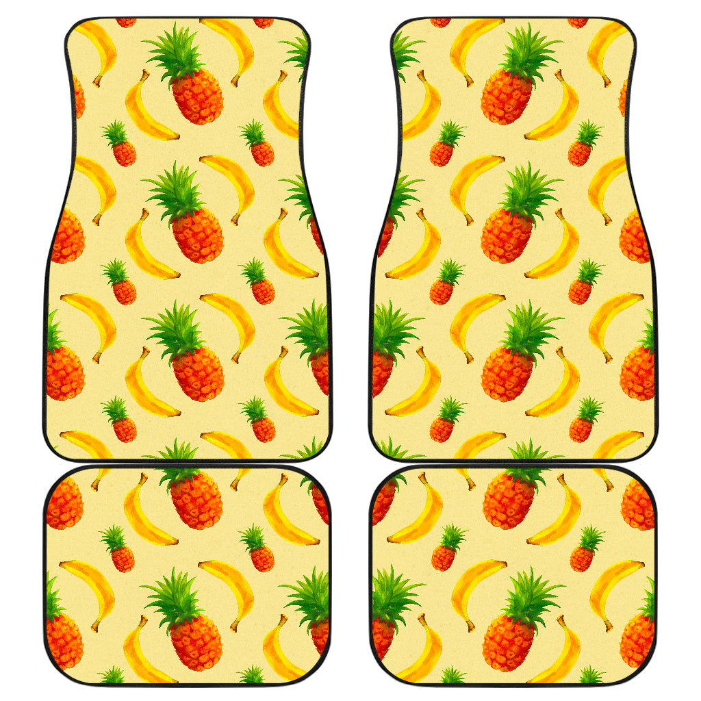 Banana Pineapple Pattern Print Front And Back Car Floor Mats, Front Car Mat