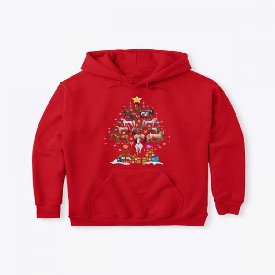 Ladies Christmas Horse Group Pocket Hoodie Sweatshirt