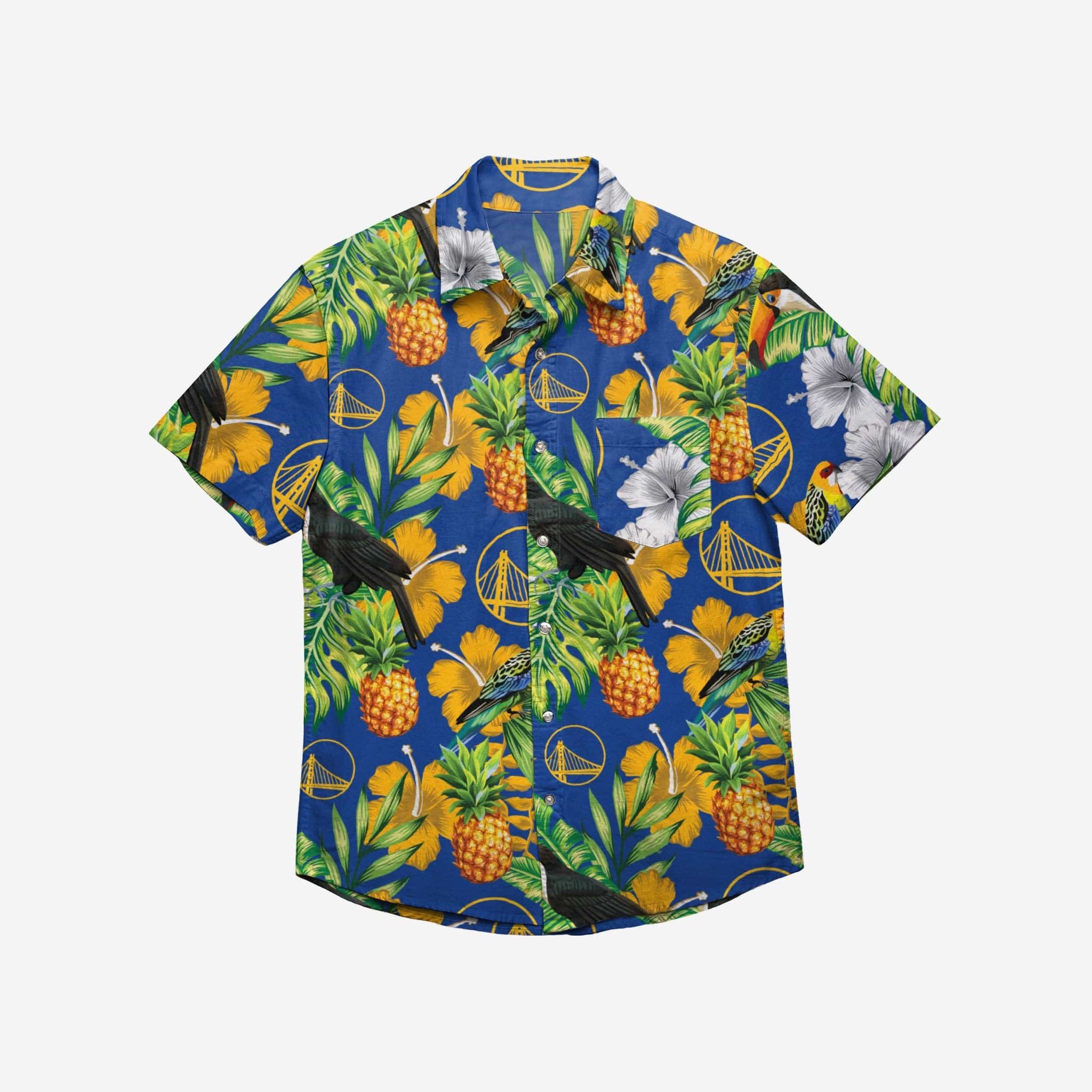 Golden State Warriors Floral Button Up Hawaii Shirt Ha104317