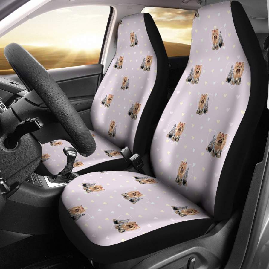 Yorkshire Terrier Dog Puppy Pattern Print Universal Fit Car Seat Cover