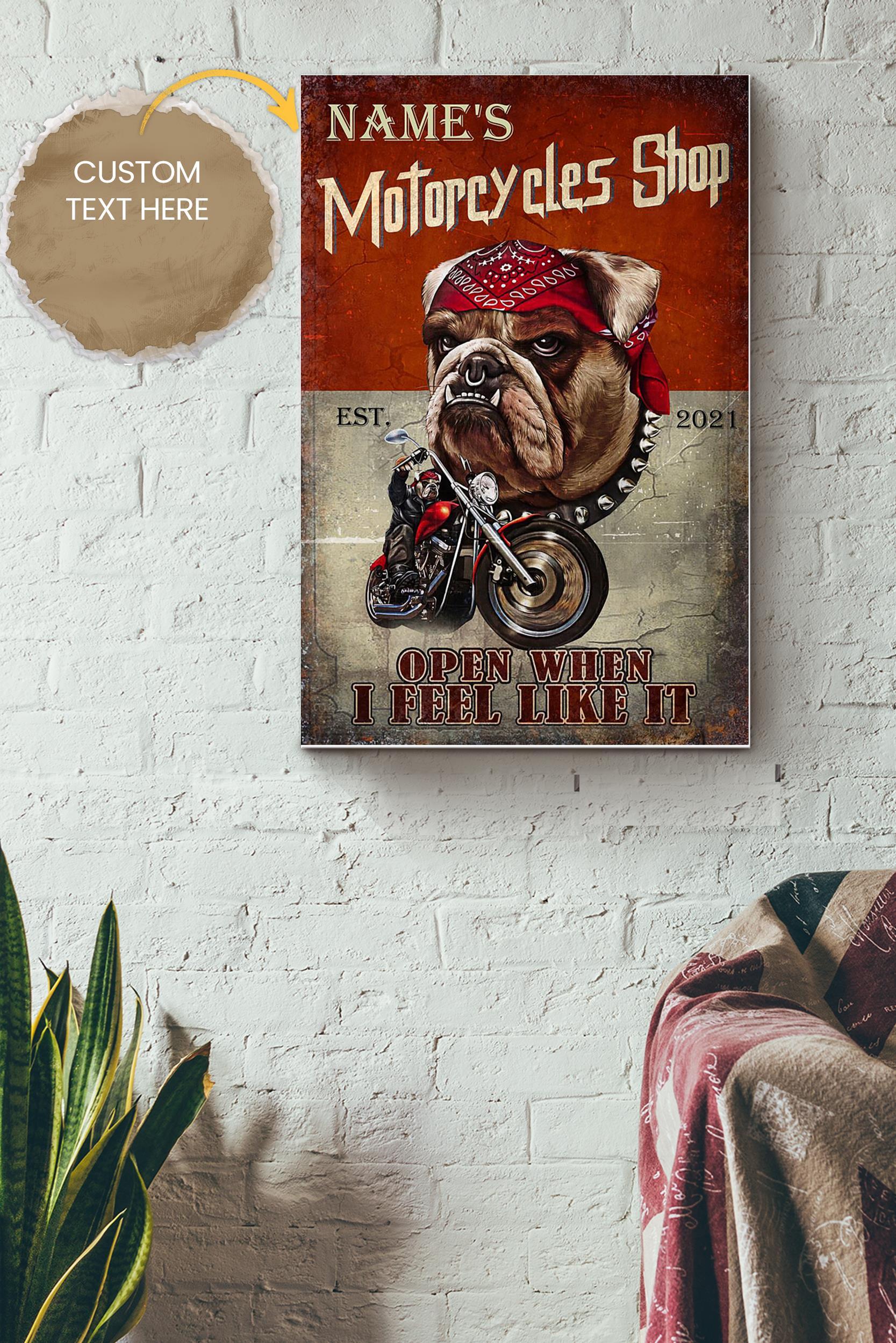 Motorcycles Shop Personalized Poster – Animal Wall Art – Gift For Dog Lover Dog Foster Puppy Fan Motorcycles Shop Decor Poster