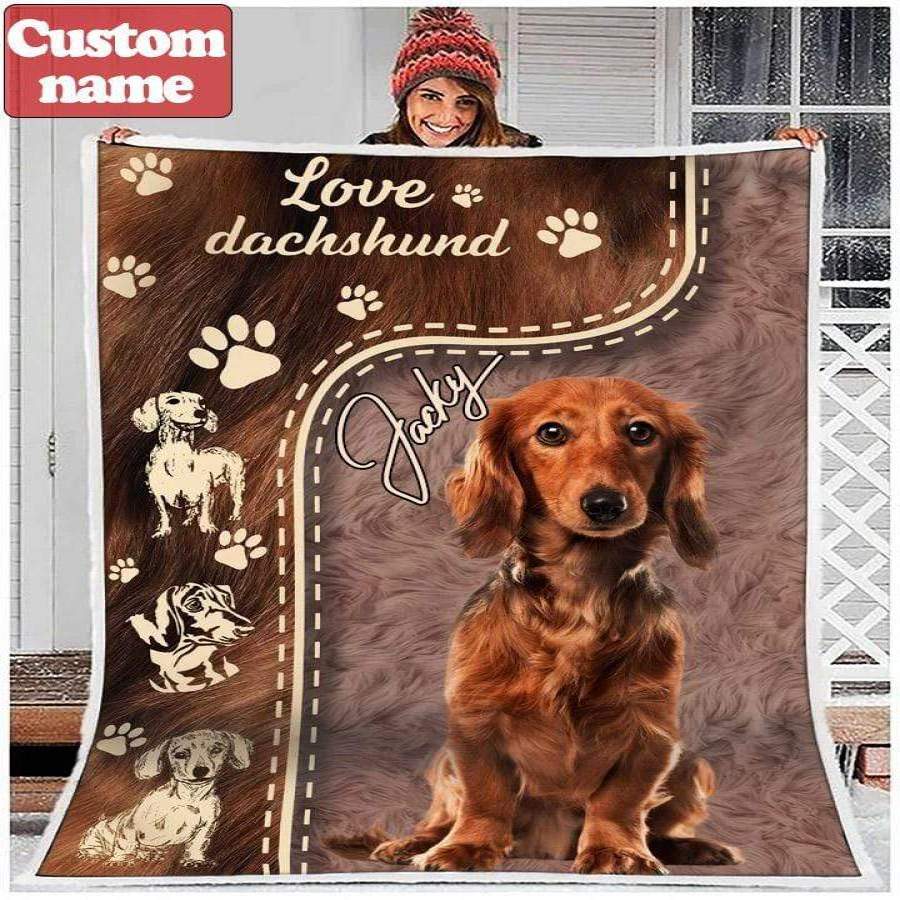  I Love Dachshund 3D blankets Custom name #V