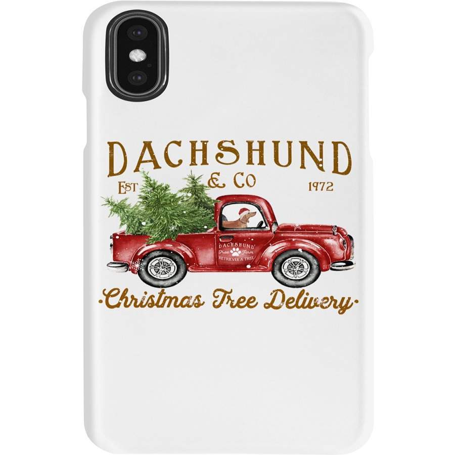 Wiener Puppy Drives Red Christmas Red Truck Phone case