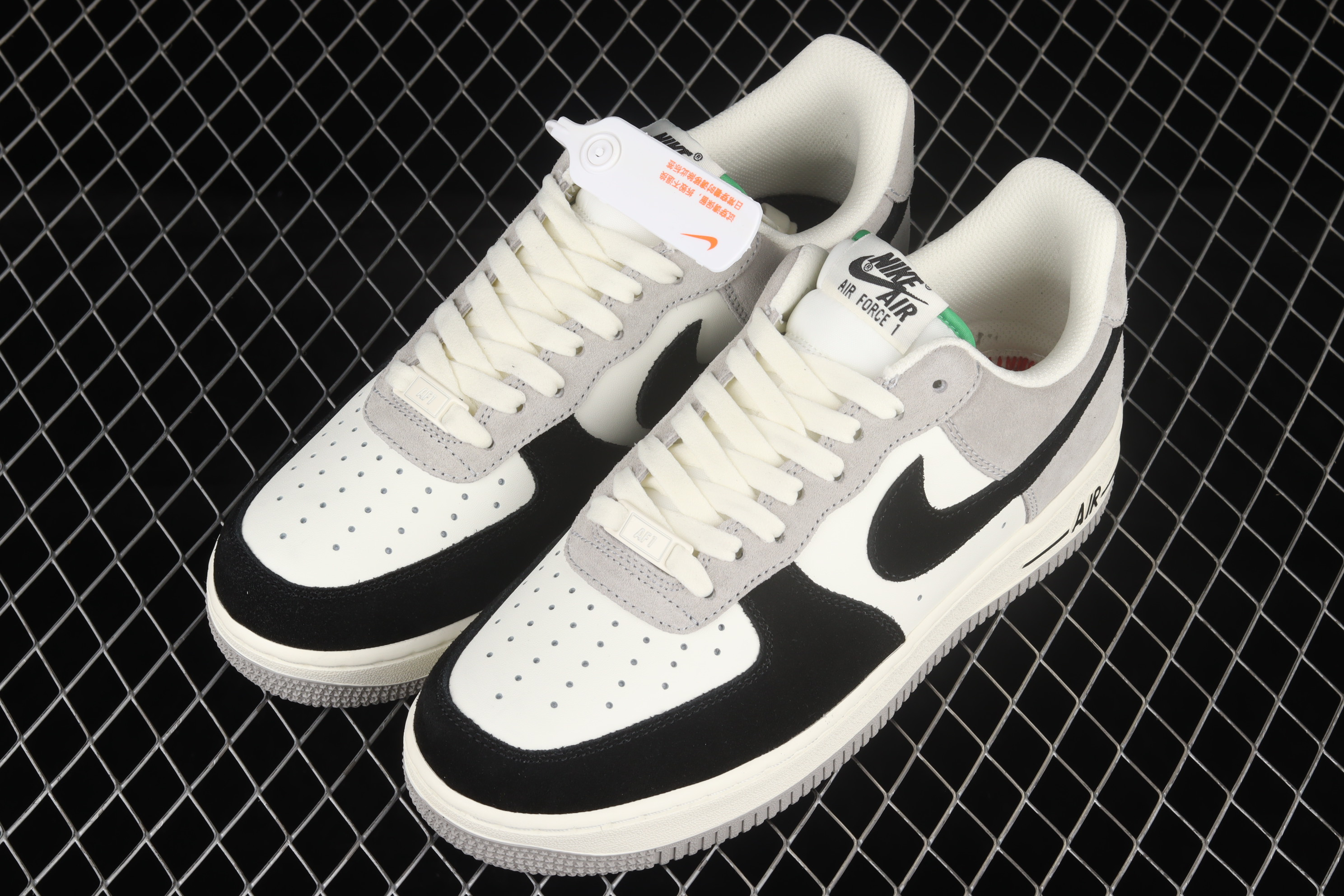 Nike Air Force 1 07 Low Black Light Grey White Shoes Sneakers SNK786363995