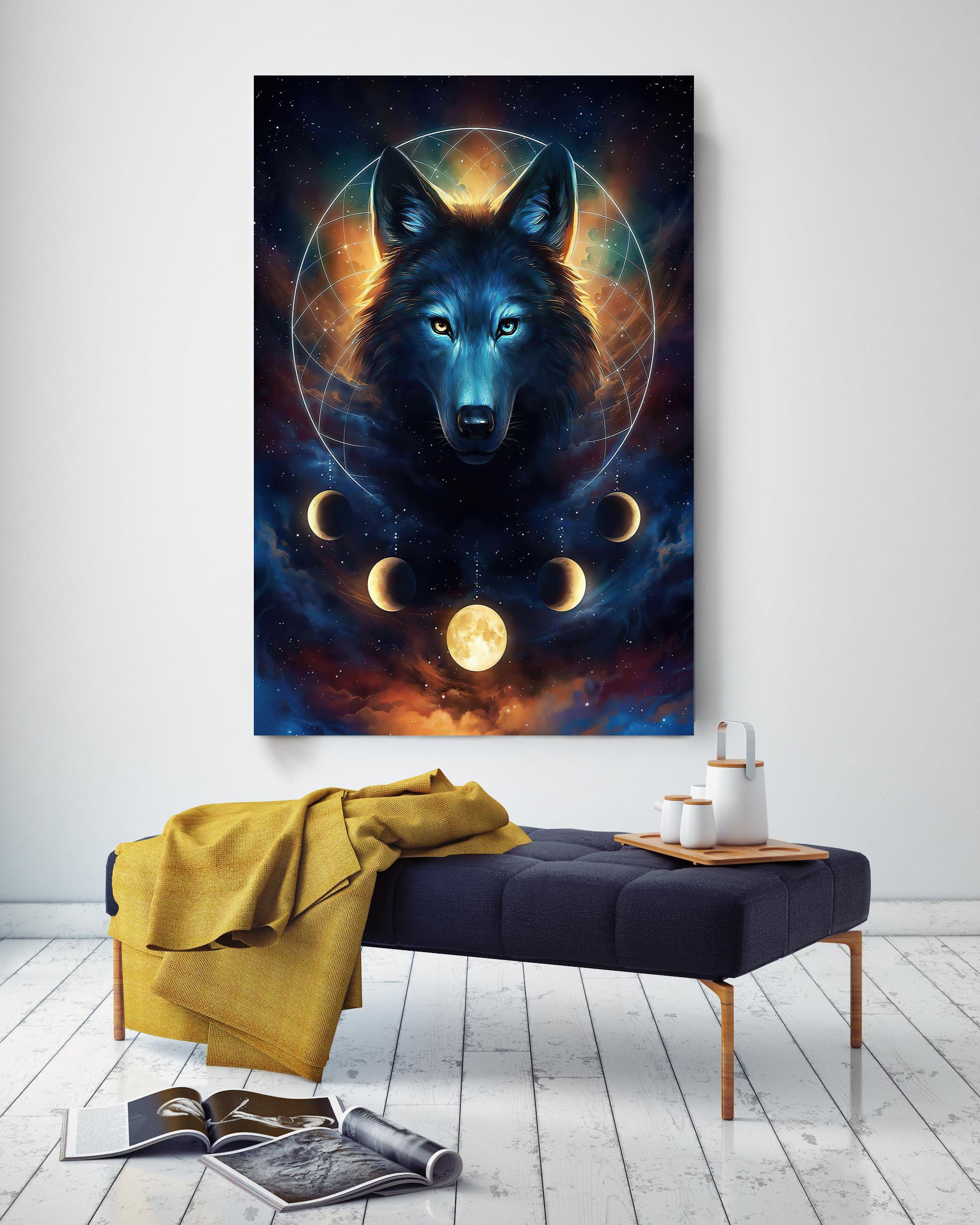 Wolf Dreamcatcher Moon Phase Wall Art For Home Decor Housewarming ...