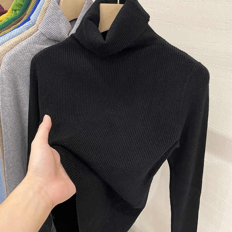 Women’s Turtleneck Bottoming Sweaters Long Sleeve Warm Knitted Pullover Basic Loose Korean Casual Fall Winter Elegant Blouses alx