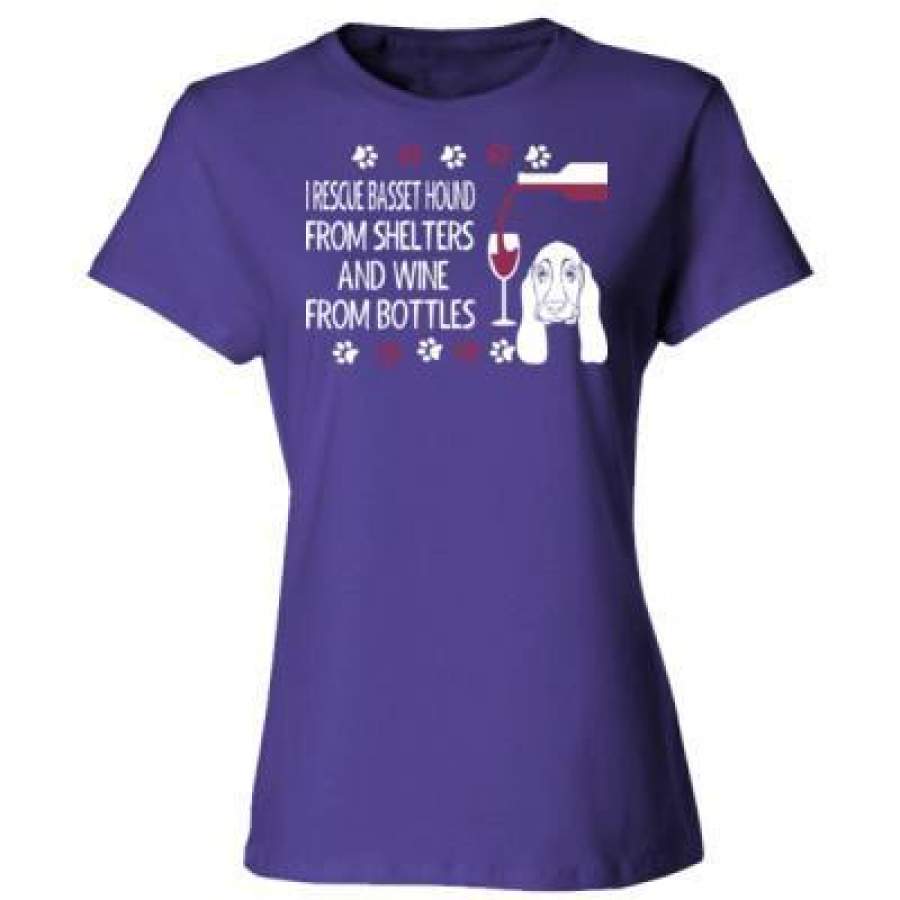 AGR Rescue Basset Hound From Shelters Wine From Bottles – Ladies’ Cotton T-Shirt