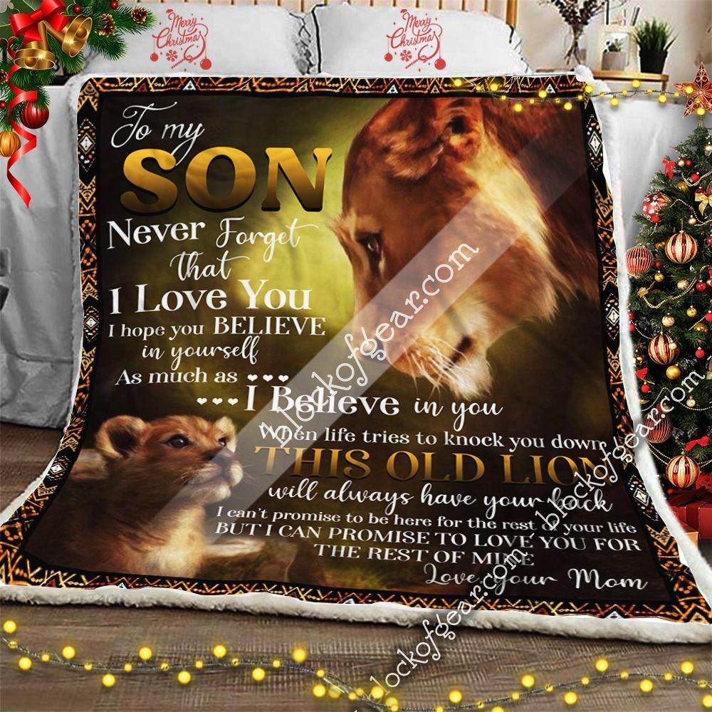 To Son From Mom This Old Lion Will Always Have Your Back GS-CL-LD3112 Sherpa Fleece Blanket