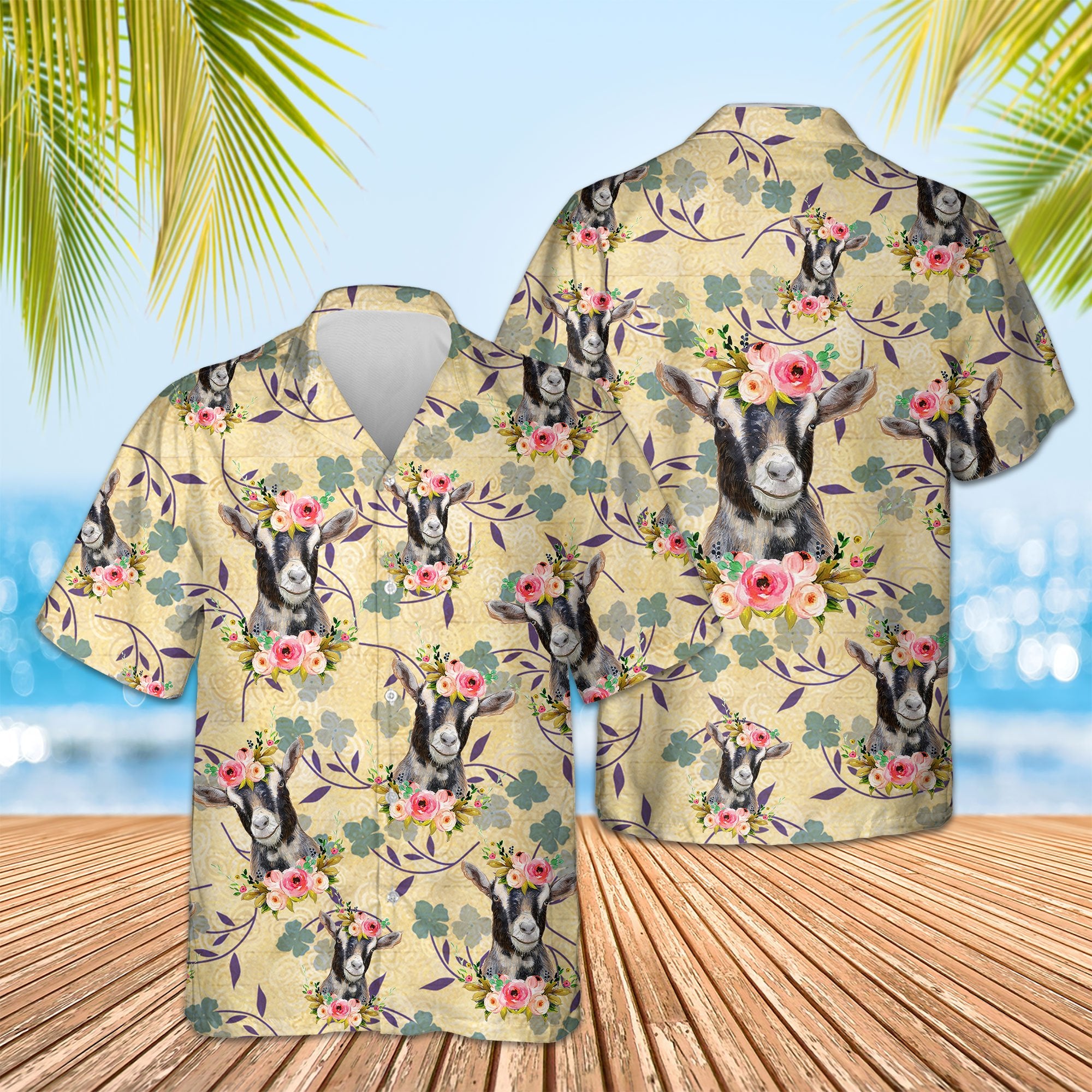 Floral Vintage Goat Hawaii Shirt Ha25812