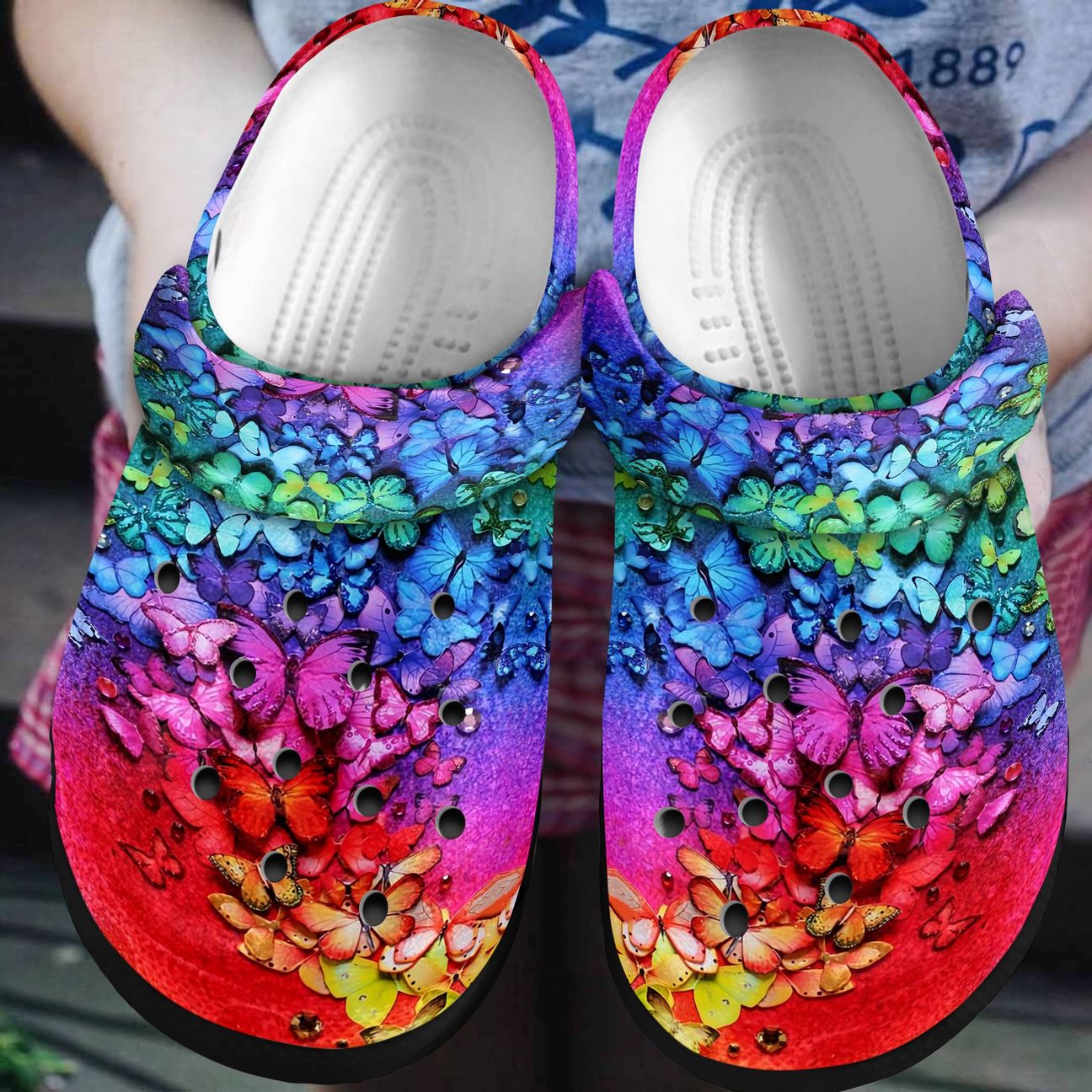 Butterfly Personalized Clog, Custom Name, Text, Color, Number Fashion Style For Women, Men, Kid, Print 3D Colorful Butterfly