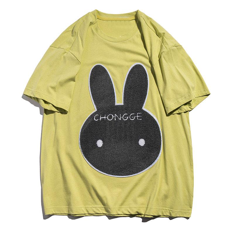 Bunny Flocking Embroidered Loose T-Shirt