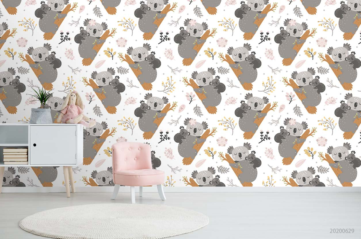 3D Cartoon Animal Koala Pattern Wall Mural Wallpaper A338 Lqh