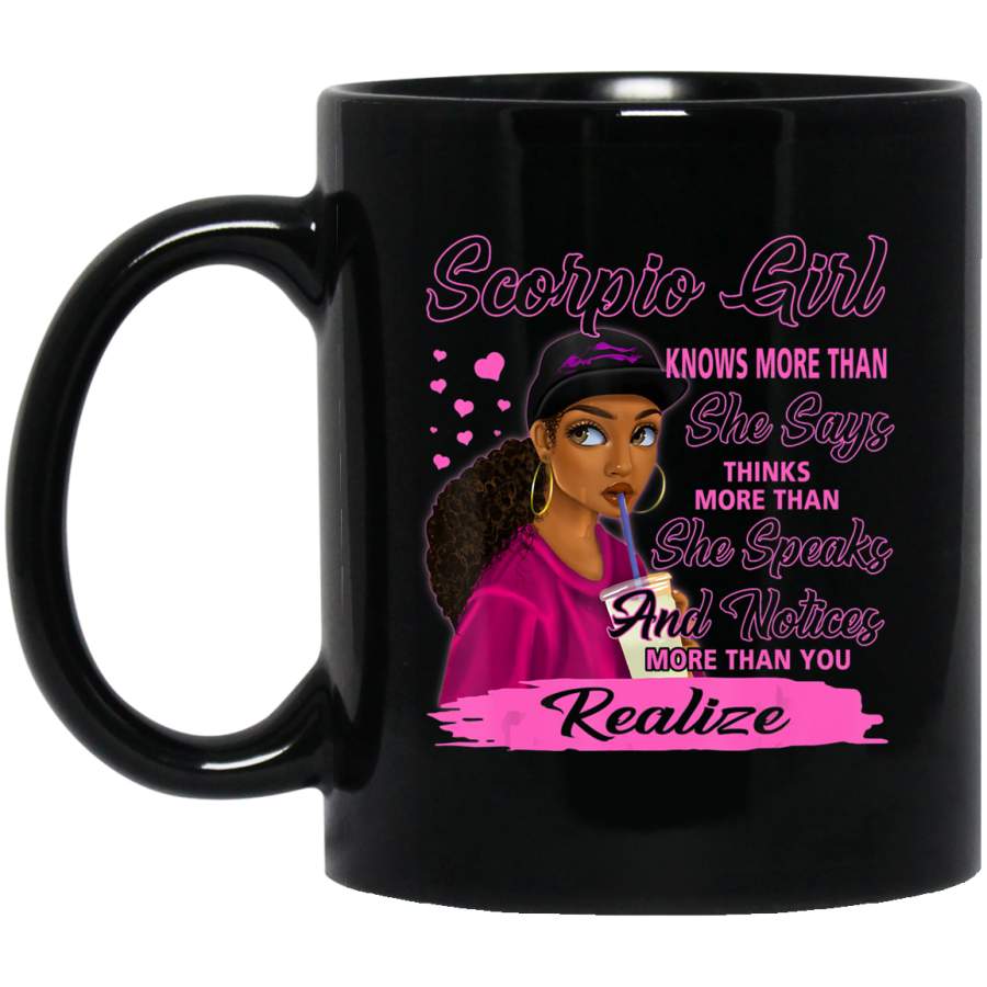 Scorpio Girl Knows More Than She Says Black Queens Gif Coffee Mug