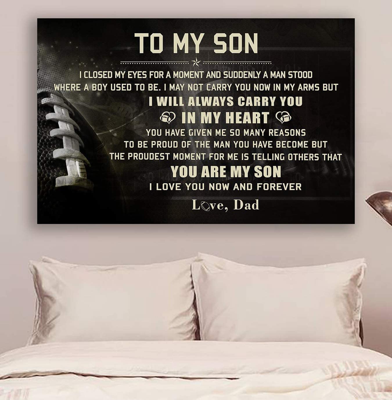 Poster for Room Aesthetic -Command Strips Wall Decor – Cv728 American Football Poster – Dad Son- in My Heart Lda