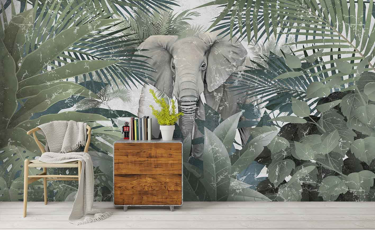 3D Elephant Wall Mural Wallpaper Sf35