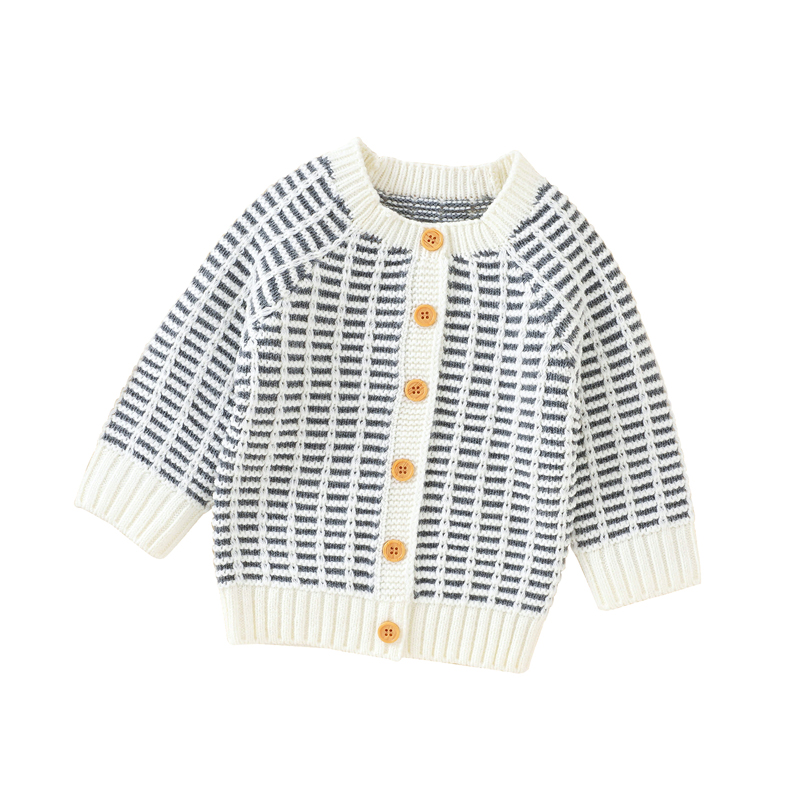 Baby Sweaters Cardigans Autumn Casual Long Sleeve Newborn Boys Girls Plaid Jackets Winter Knitted Toddler Infant Button Up Coats alx