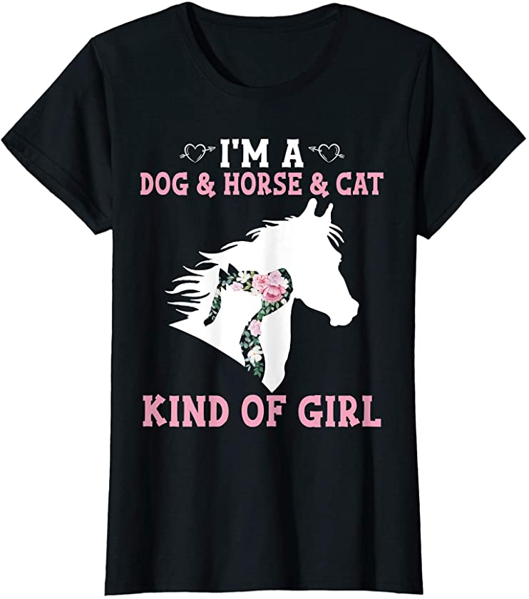 Womens Dy Dog Horse Cat Floral Silhouette Animal Lover Girl Gift T-Shirt